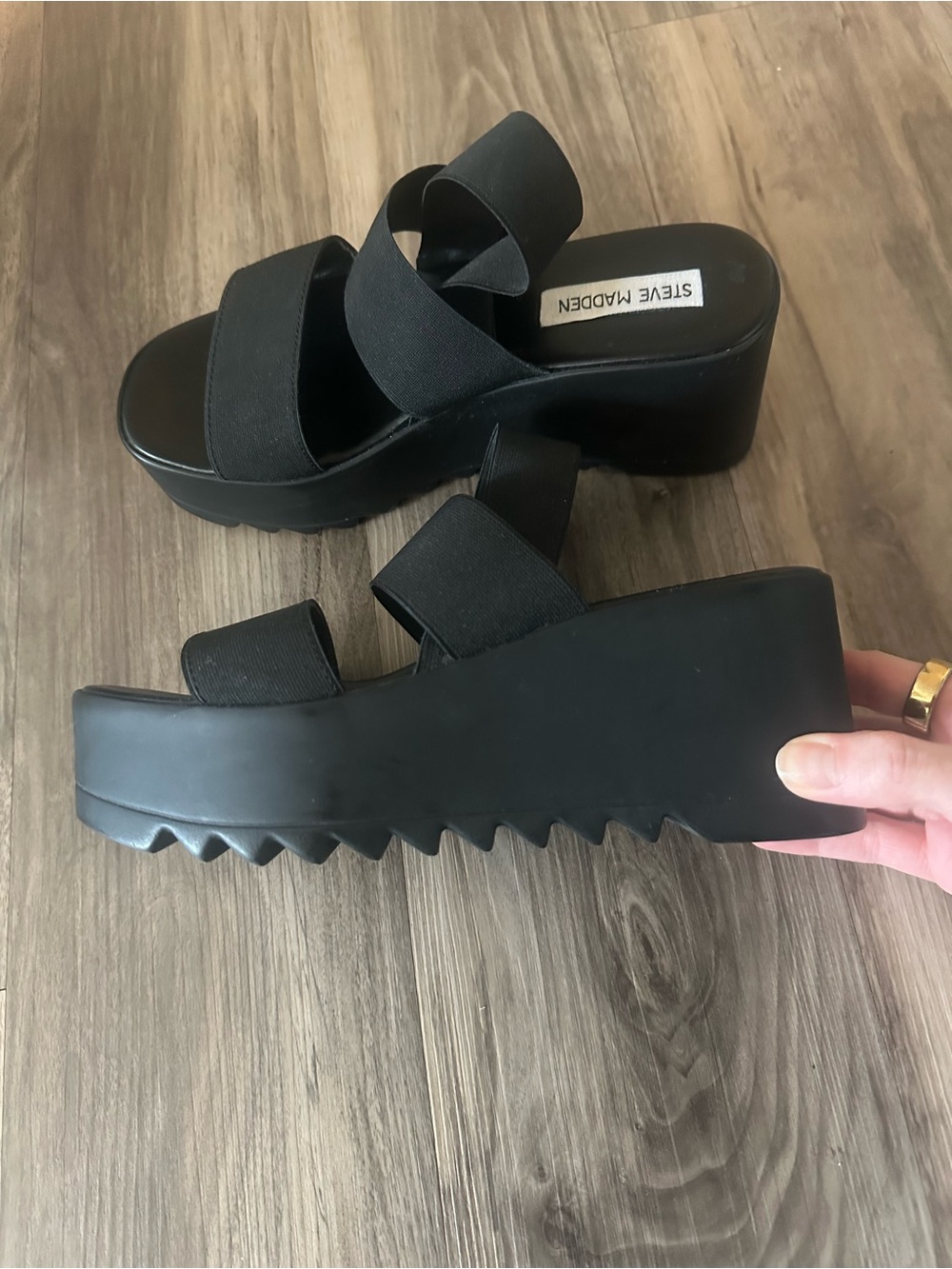 Steve Madden Black Platform Sandals, size 38